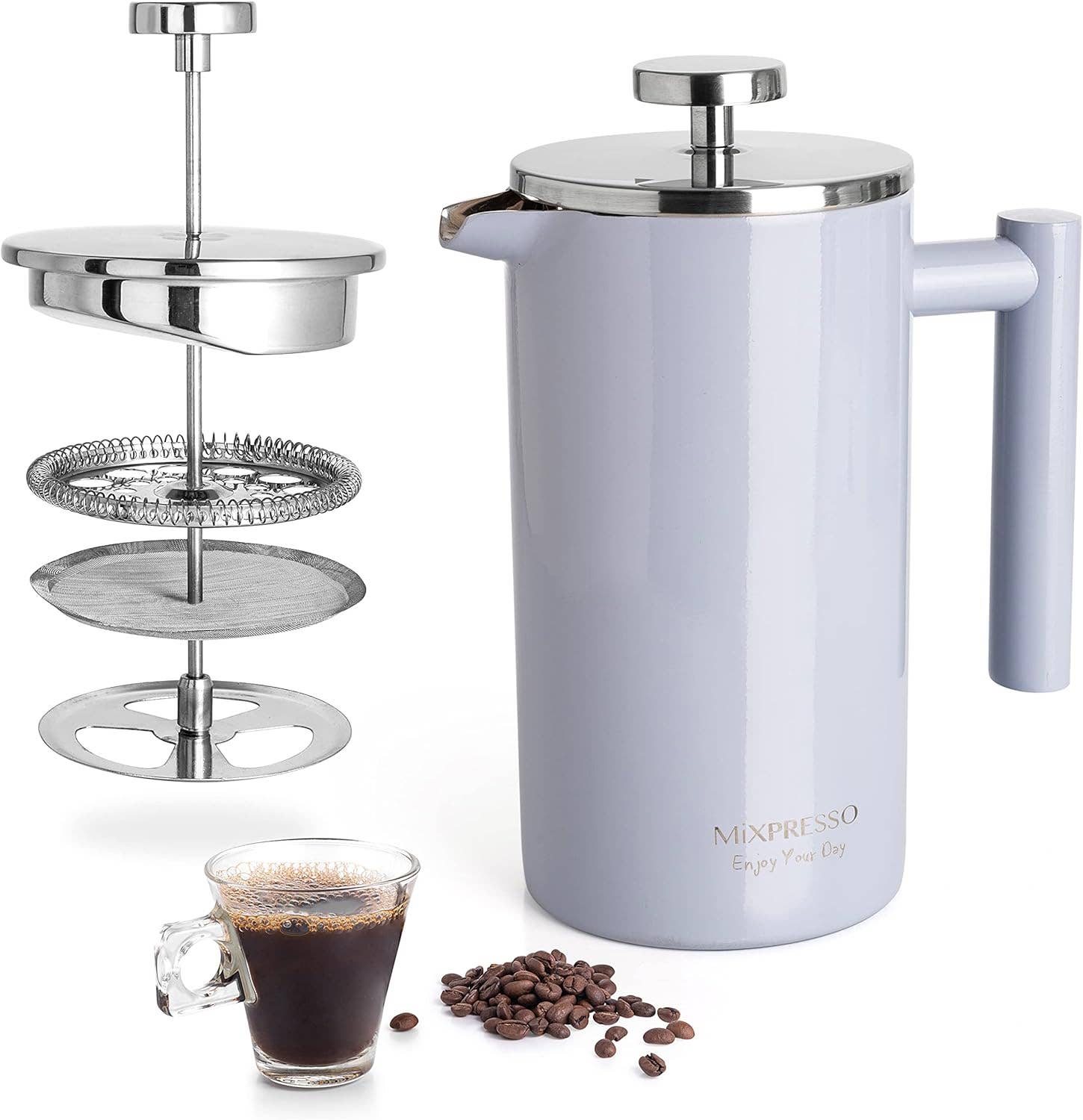 Mixpresso Stainless Steel French Press Coffee Maker 27 Oz 800ML Double Wall Metal Insulated Coffee Press & Tea Brewer