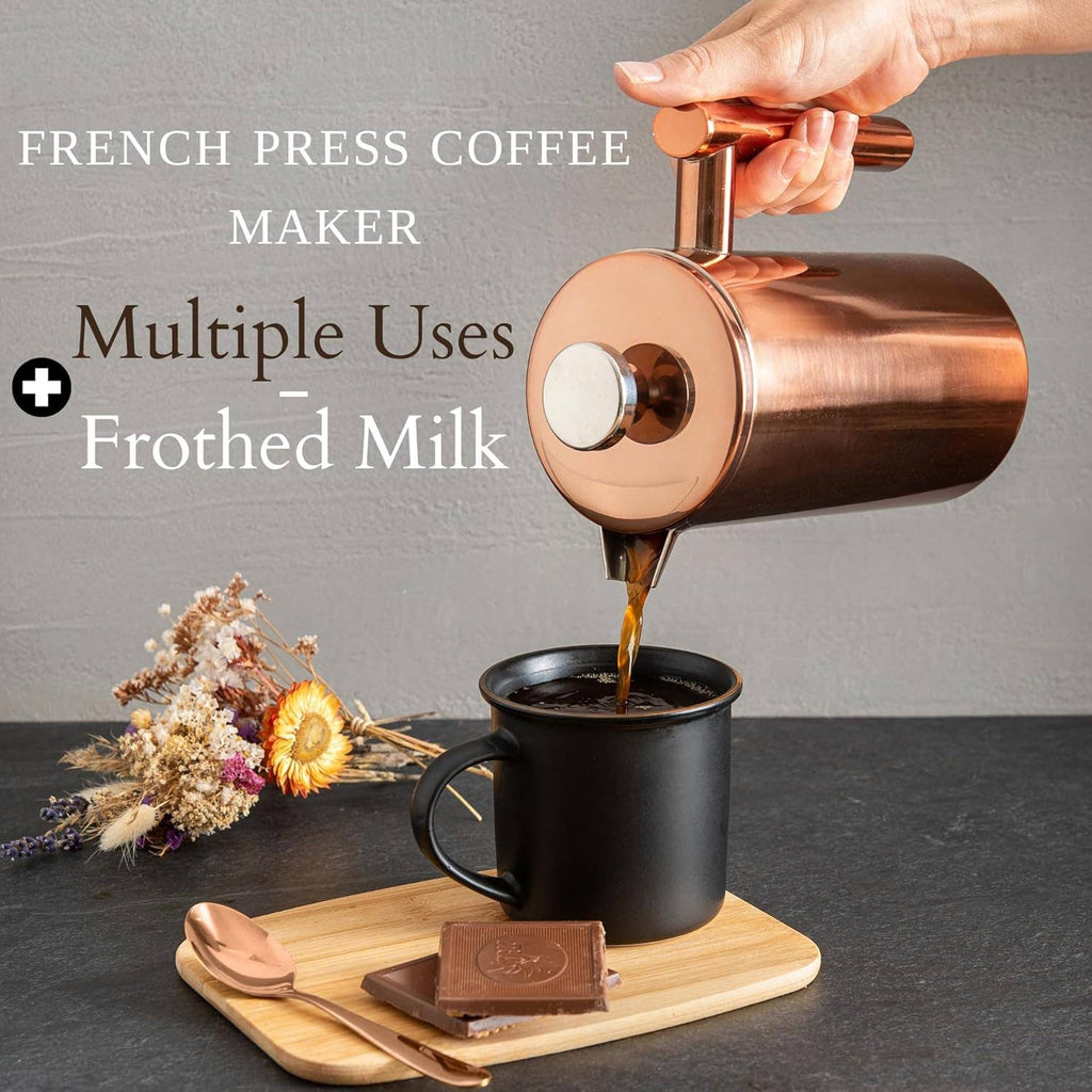 Mixpresso Stainless Steel French Press Coffee Maker 27 Oz 800ML Double Wall Metal Insulated Coffee Press & Tea Brewer