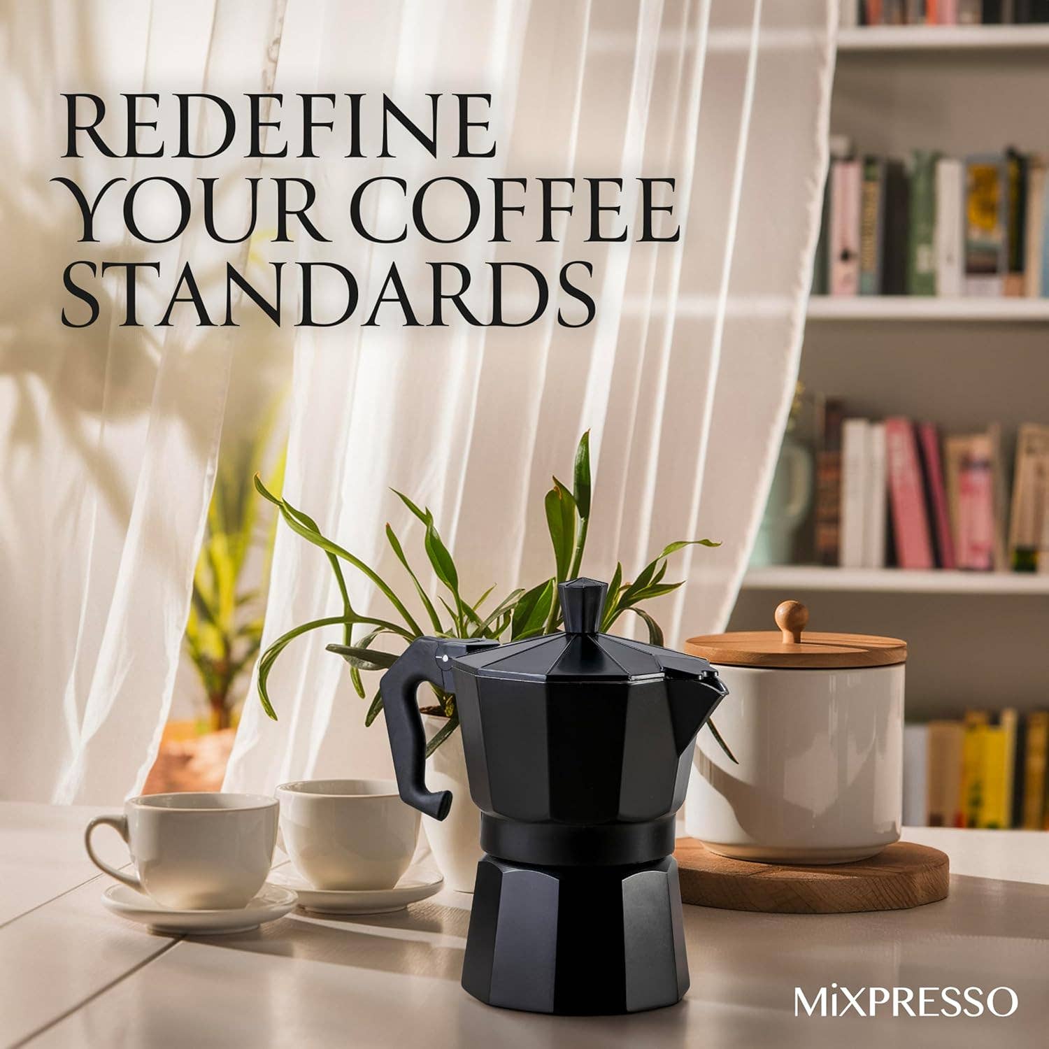 Mixpresso 3 Cup Moka Pot Coffee Maker for Gas, Electric Stove Top, Classic Italian Espresso Maker, Stovetop for Camping, Makes 5 Oz Cuban Coffee