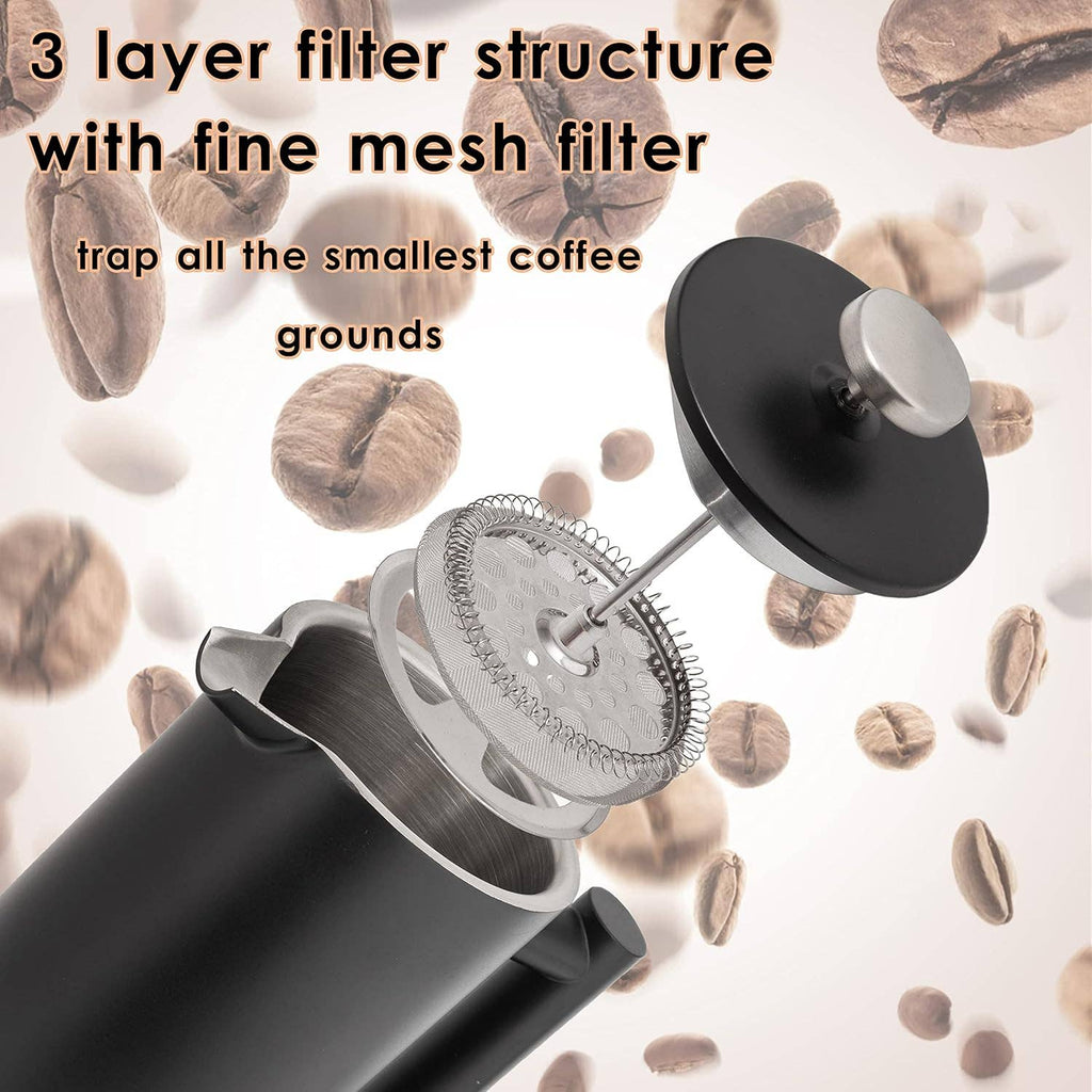 Mixpresso Stainless Steel French Press Coffee Maker 27 Oz 800ML Double Wall Metal Insulated Coffee Press & Tea Brewer