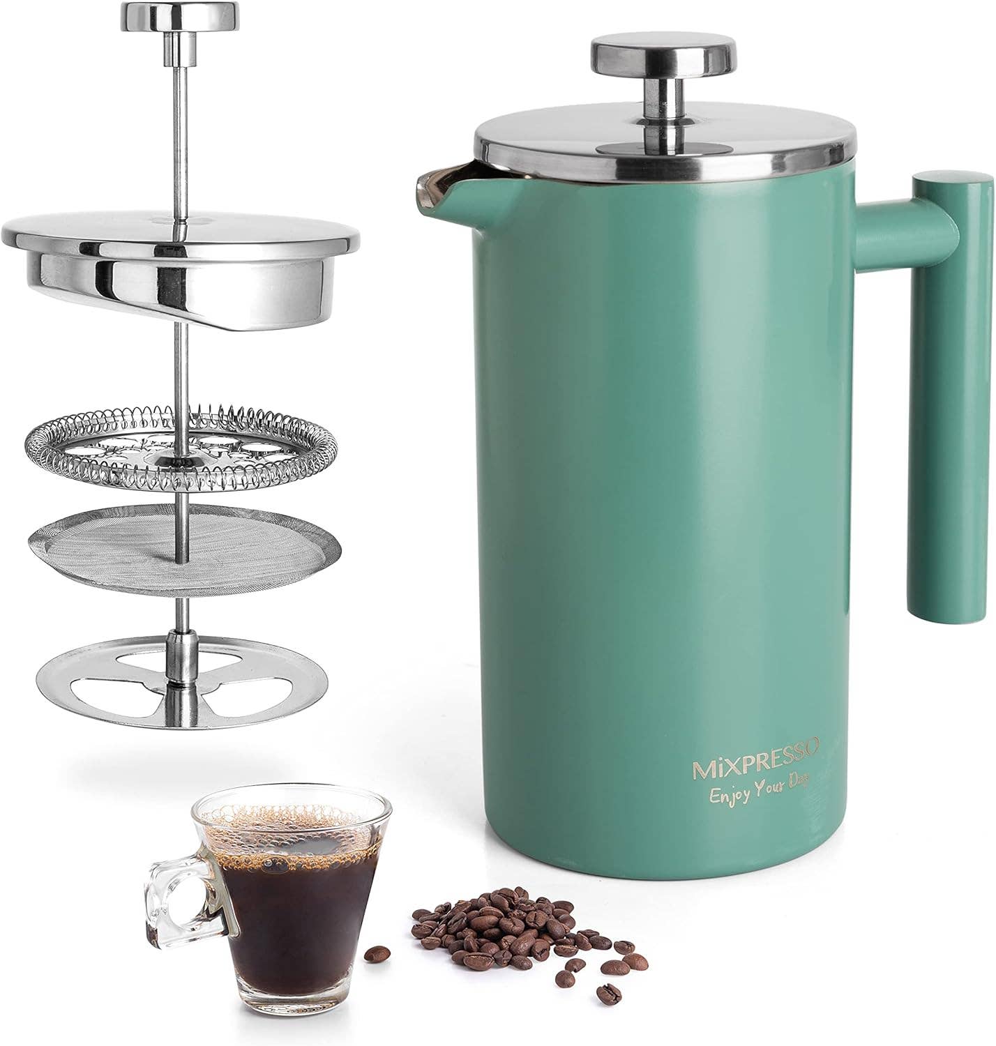 Mixpresso Stainless Steel French Press Coffee Maker 27 Oz 800ML Double Wall Metal Insulated Coffee Press & Tea Brewer