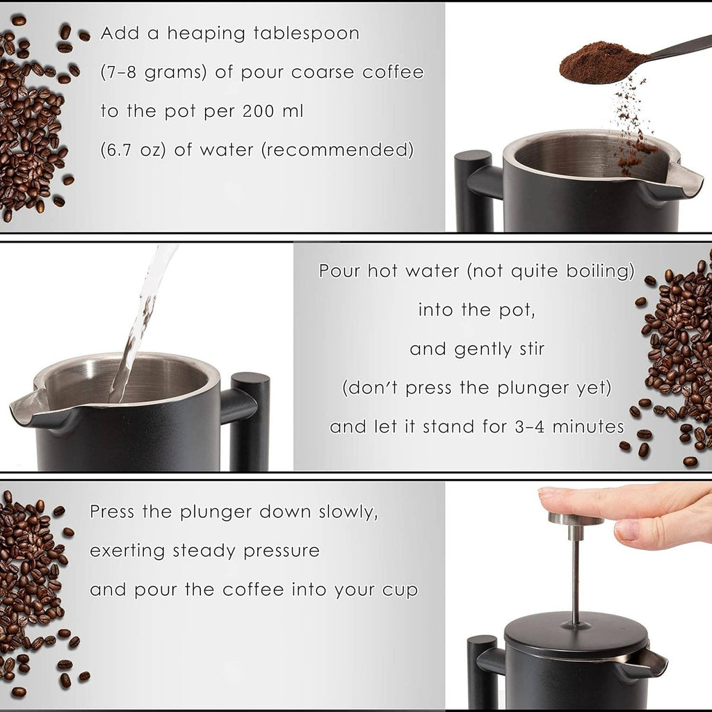 Mixpresso Stainless Steel French Press Coffee Maker 27 Oz 800ML Double Wall Metal Insulated Coffee Press & Tea Brewer