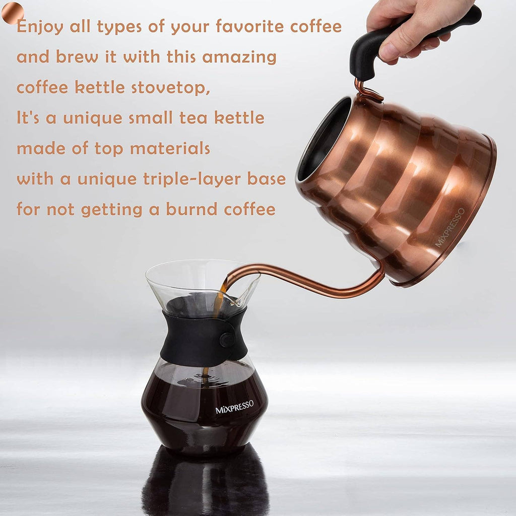 Mixpresso Gooseneck Pour Over Coffee Kettle, Barista Pour Control Design, Ideal for Coffee and Tea, High-Grade Stainless Steel 1.2 Liter 40 Oz, Induction Cooker Stovetop Kettle Stainless Steel