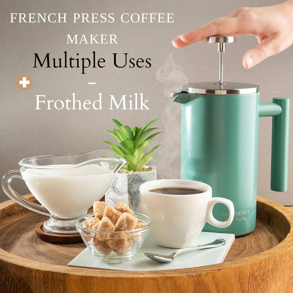Mixpresso Stainless Steel French Press Coffee Maker 27 Oz 800ML Double Wall Metal Insulated Coffee Press & Tea Brewer