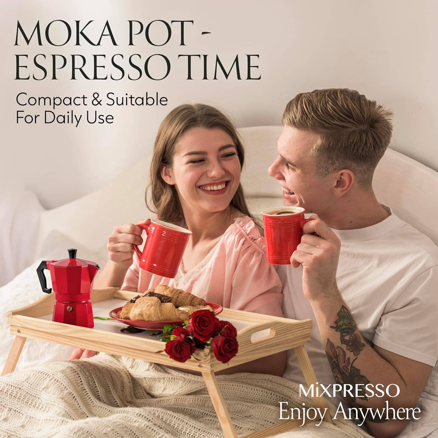 Mixpresso 3 Cup Moka Pot Coffee Maker for Gas, Electric Stove Top, Classic Italian Espresso Maker, Stovetop for Camping, Makes 5 Oz Cuban Coffee