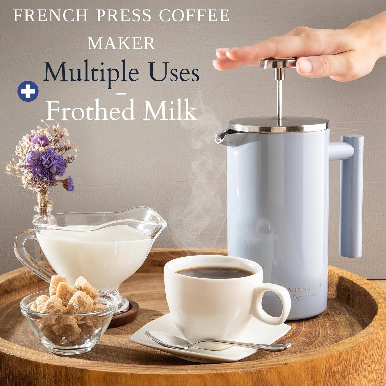 Mixpresso Stainless Steel French Press Coffee Maker 27 Oz 800ML Double Wall Metal Insulated Coffee Press & Tea Brewer