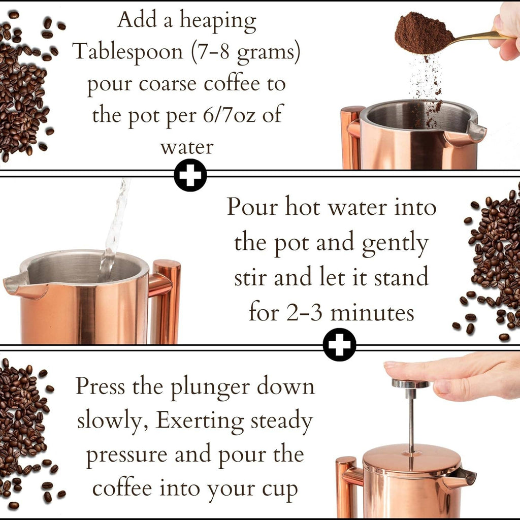 Mixpresso Stainless Steel French Press Coffee Maker 27 Oz 800ML Double Wall Metal Insulated Coffee Press & Tea Brewer