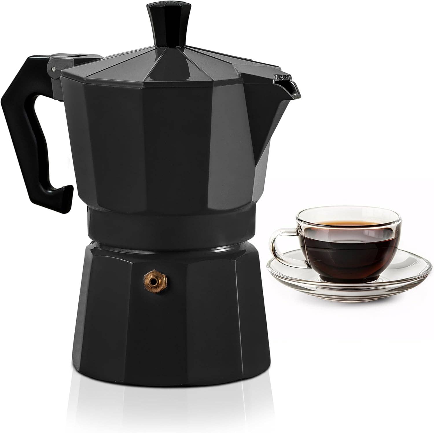 Mixpresso 3 Cup Moka Pot Coffee Maker for Gas, Electric Stove Top, Classic Italian Espresso Maker, Stovetop for Camping, Makes 5 Oz Cuban Coffee