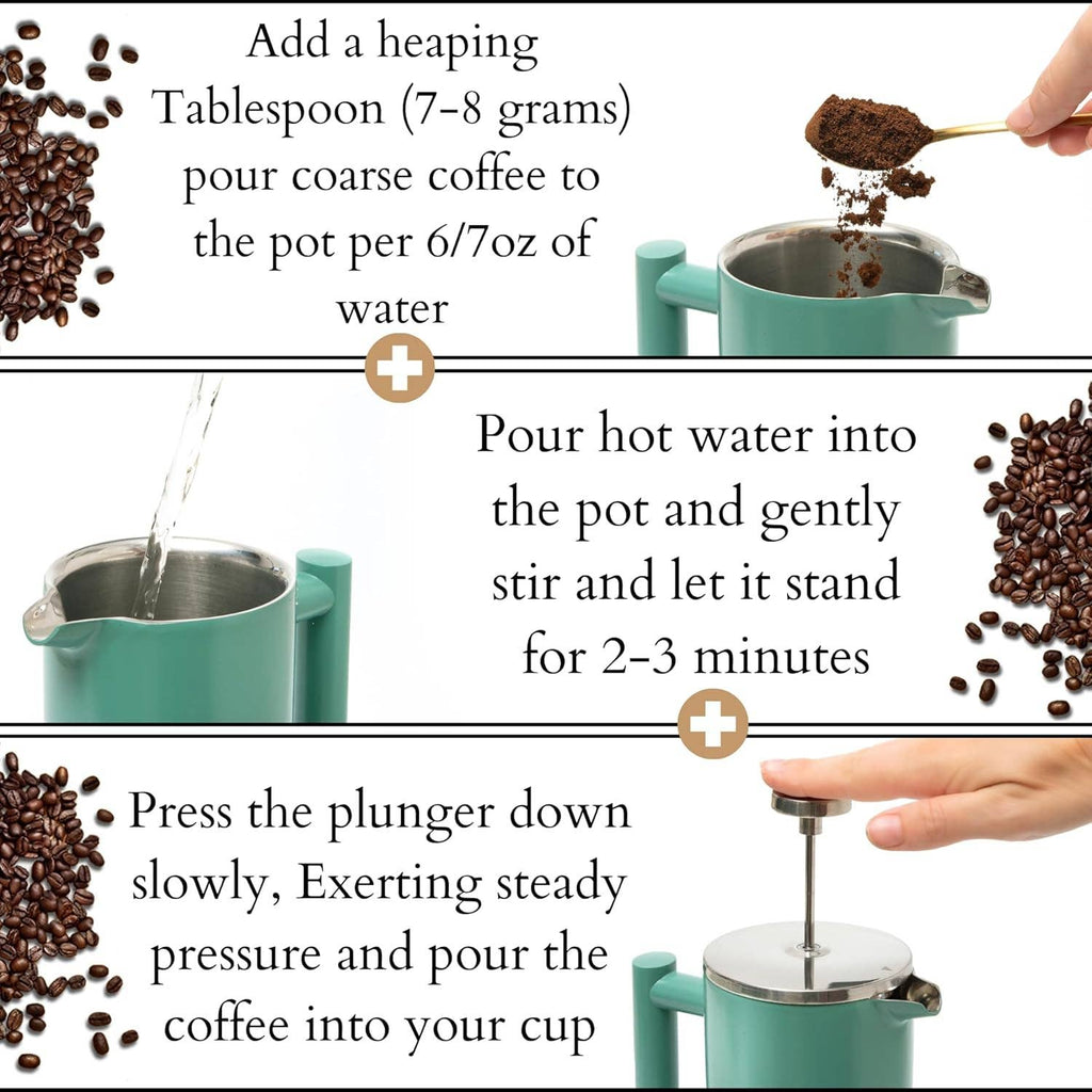 Mixpresso Stainless Steel French Press Coffee Maker 27 Oz 800ML Double Wall Metal Insulated Coffee Press & Tea Brewer