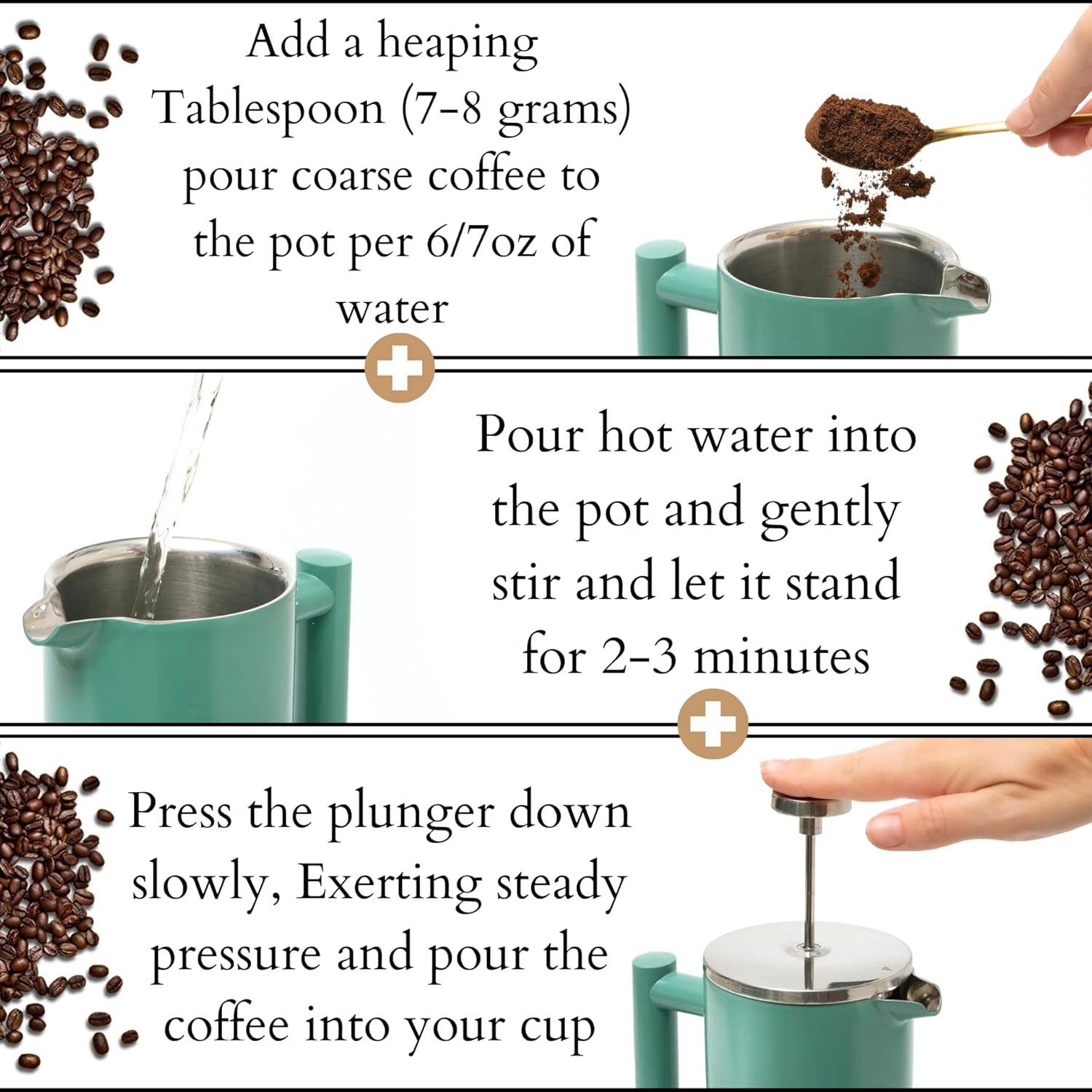Mixpresso Stainless Steel French Press Coffee Maker 27 Oz 800ML Double Wall Metal Insulated Coffee Press & Tea Brewer