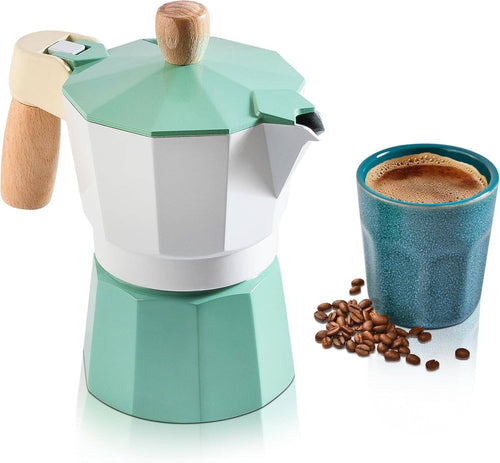 Mixpresso 3 Cup Moka Pot Coffee Maker for Gas, Electric Stove Top, Classic Italian Espresso Maker, Stovetop for Camping, Makes 5 Oz Cuban Coffee