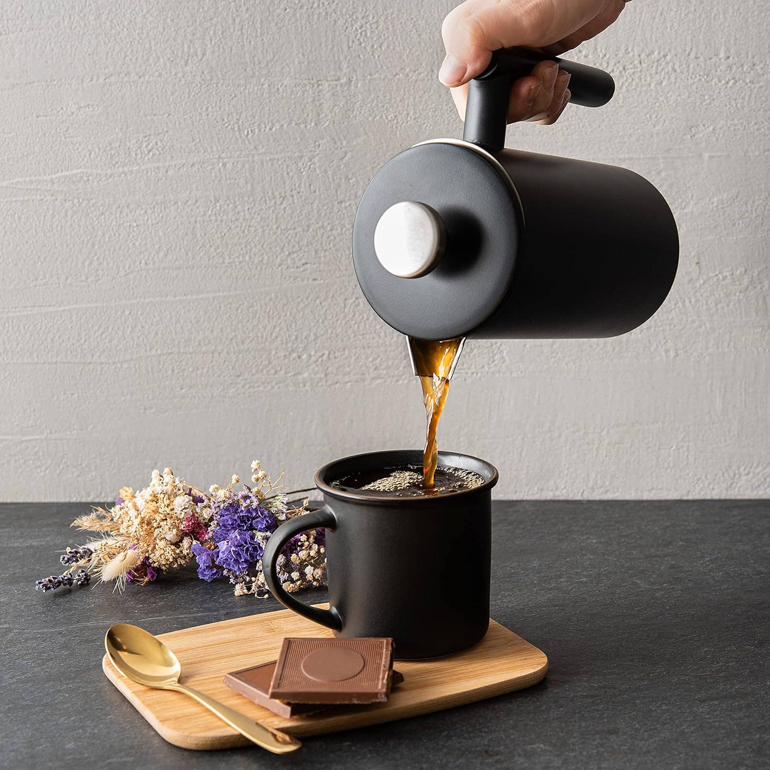 Mixpresso Stainless Steel French Press Coffee Maker 27 Oz 800ML Double Wall Metal Insulated Coffee Press & Tea Brewer