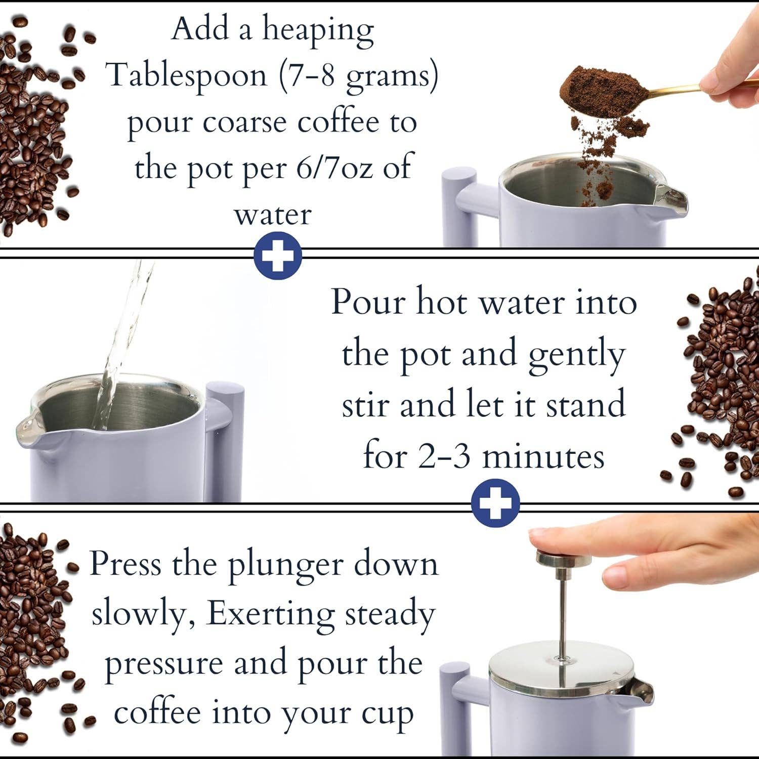 Mixpresso Stainless Steel French Press Coffee Maker 27 Oz 800ML Double Wall Metal Insulated Coffee Press & Tea Brewer