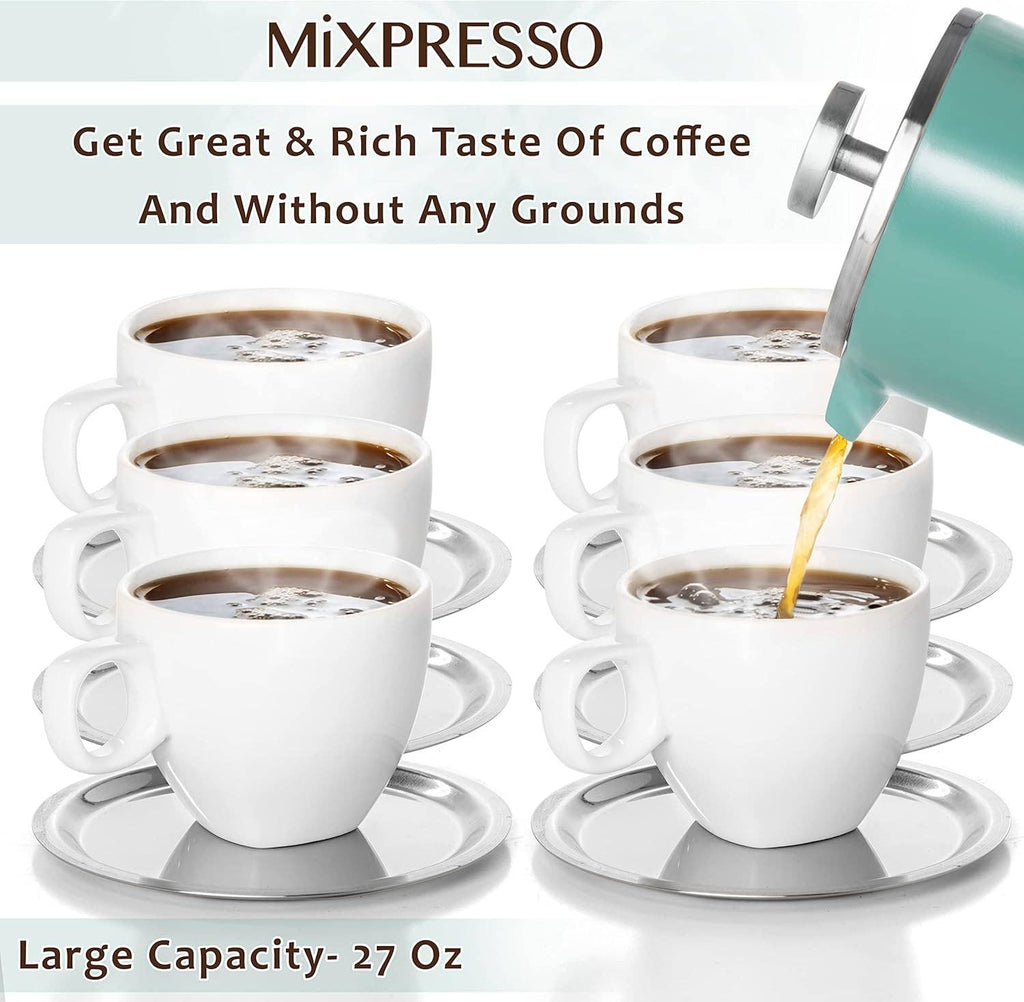 Mixpresso Stainless Steel French Press Coffee Maker 27 Oz 800ML Double Wall Metal Insulated Coffee Press & Tea Brewer